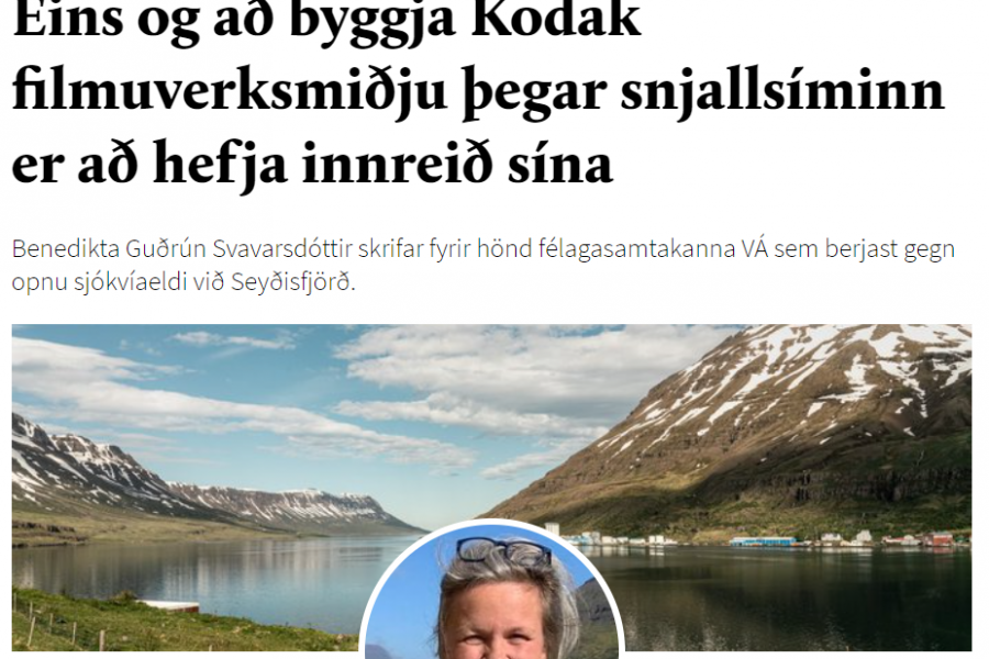 „Eins og að byggja Kodak filmuverksmiðju þegar snjallsíminn er að hefja innreið sína“ – Grein Benediktu Guðrúnar Svavarsdóttur