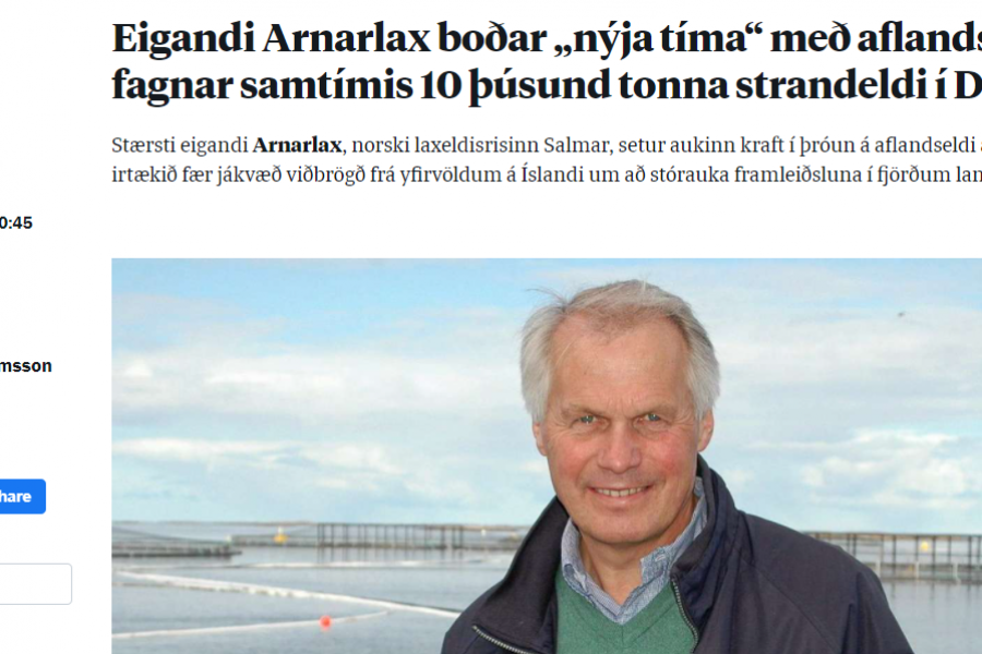 Eigandi Arnarlax viðurkennir að sjókvíaeldi við strendur sé óvistvænt og ósjálfbært
