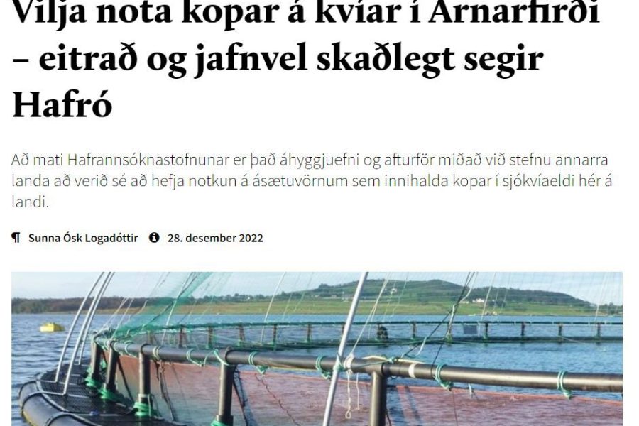 Fyrirætlanir Arctic Sea Farm um notkun kopars í eldiskvíum í Arnarfirði þurfa að fara í umhverfismat